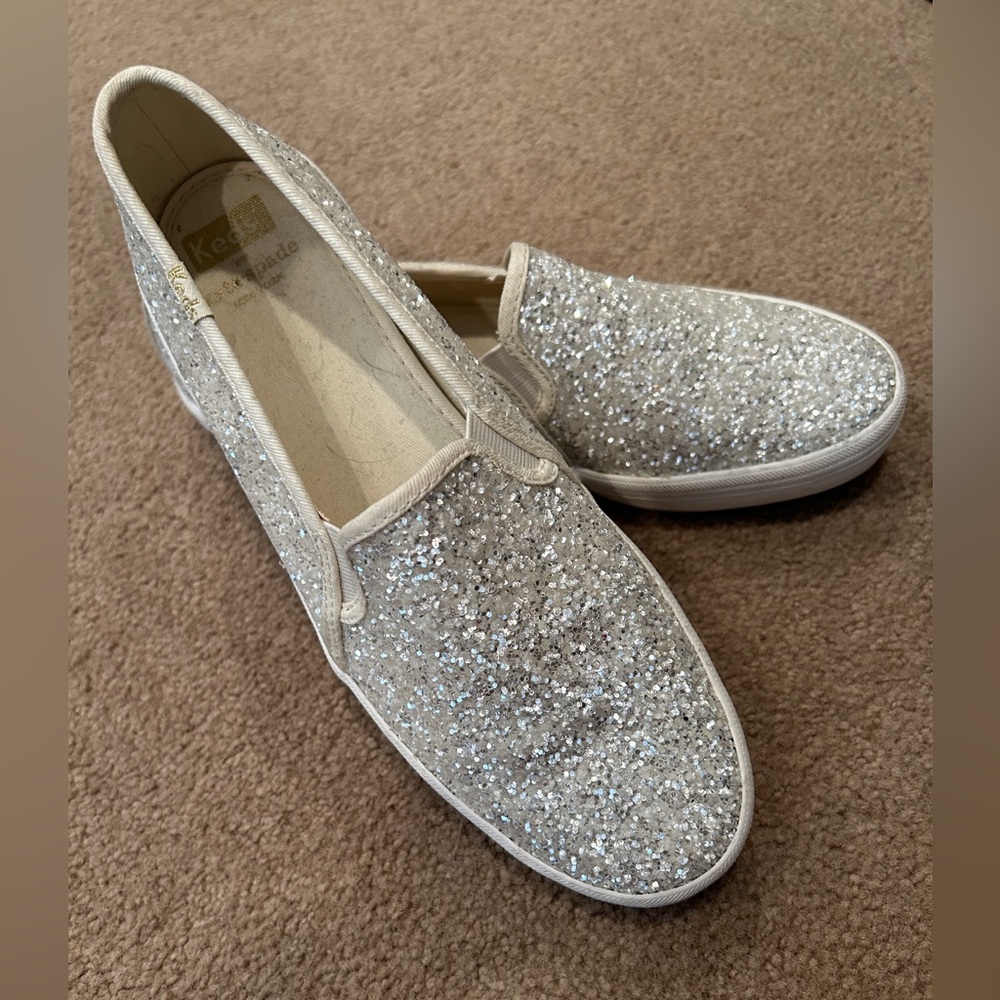 kate spade Silver Glitter Slip-On Sneakers